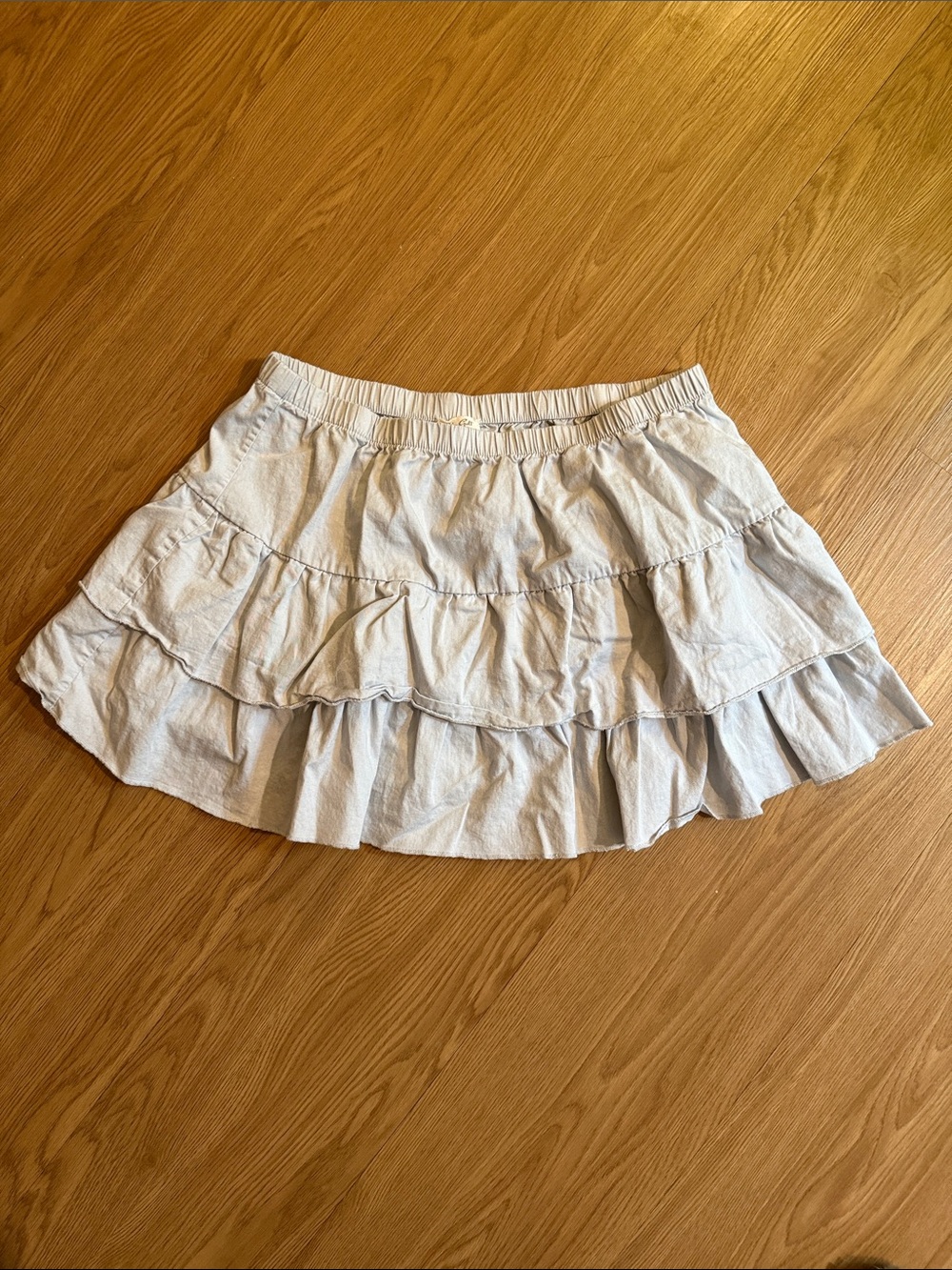 John Galt Light Blue Tiered Mini Skirt